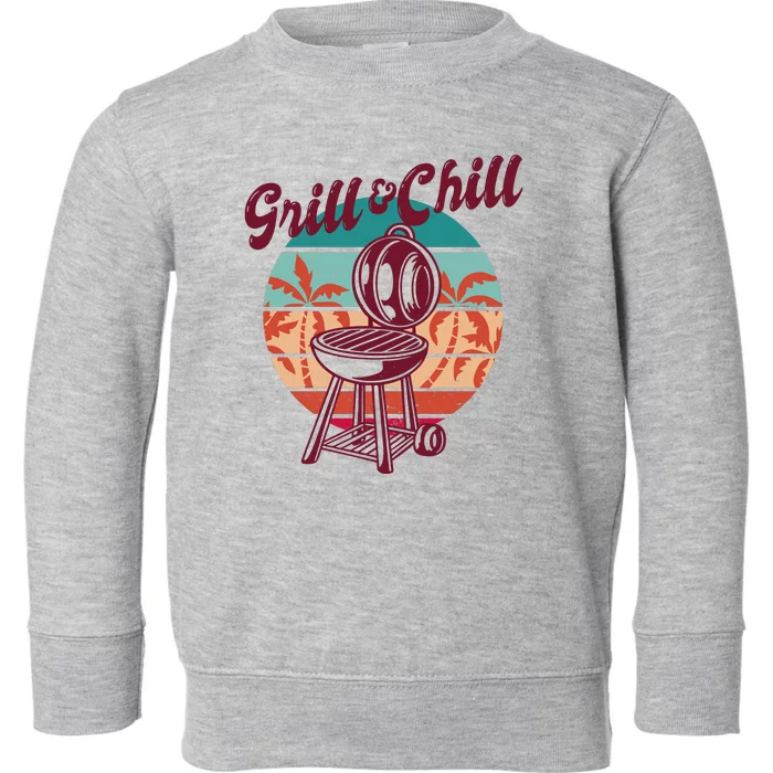 Grill And Chill Vacation Retro Sunset Toddler Sweatshirt