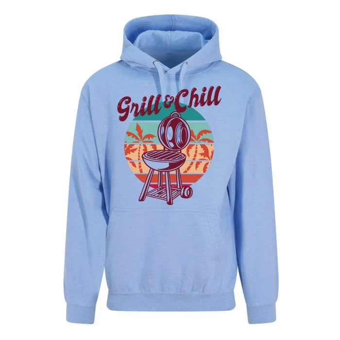 Grill And Chill Vacation Retro Sunset Unisex Surf Hoodie