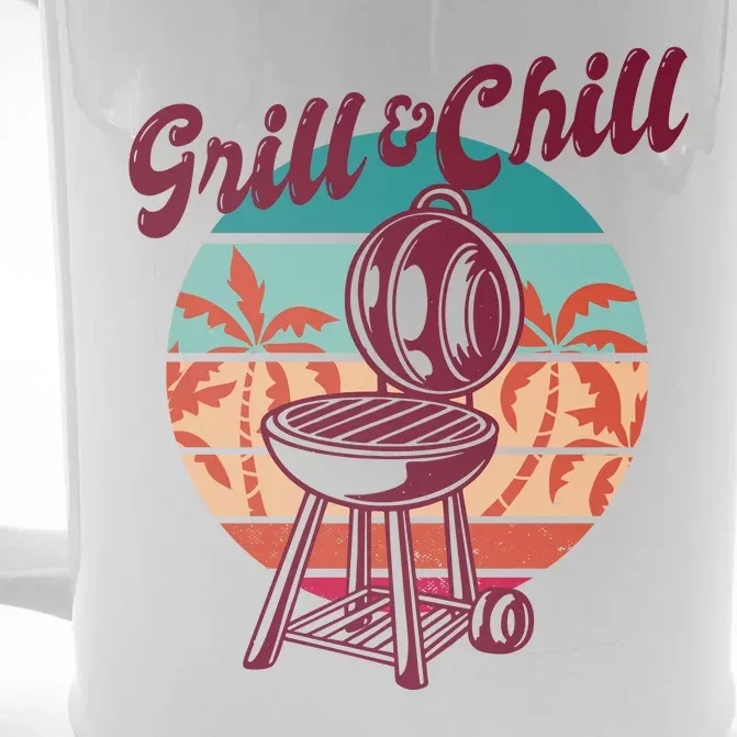 Grill And Chill Vacation Retro Sunset Front & Back Beer Stein