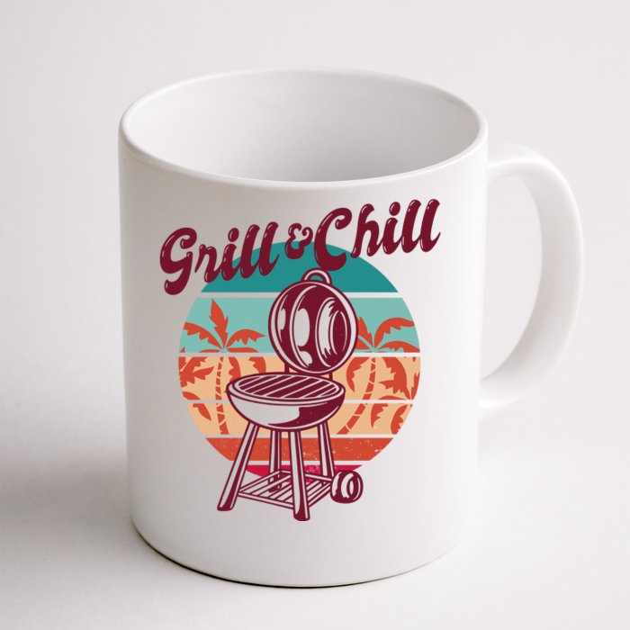 Grill And Chill Vacation Retro Sunset Front & Back Coffee Mug