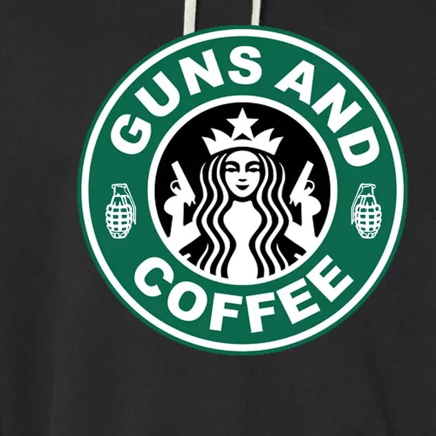 Guns And Coffee Parody Garment-Dyed Fleece Hoodie