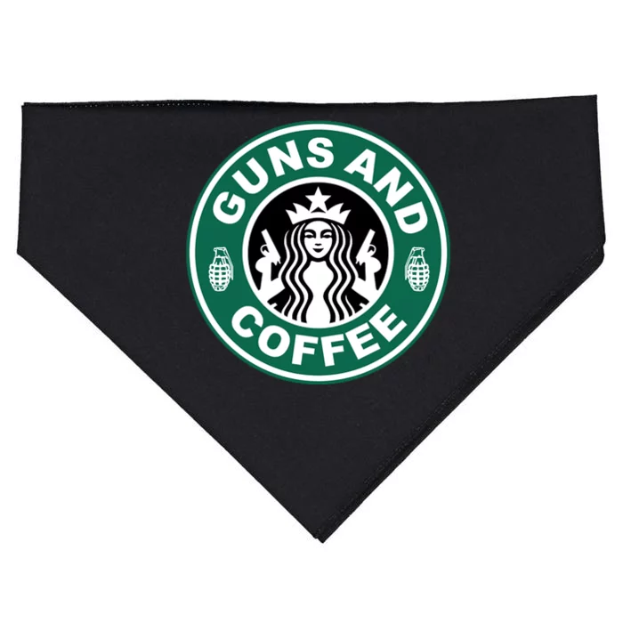 Guns And Coffee Parody USA-Made Doggie Bandana