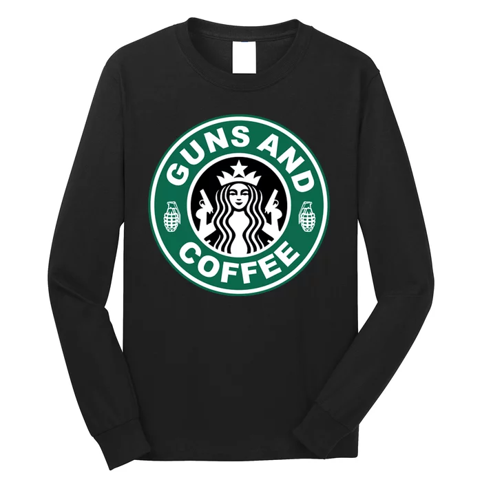 Guns And Coffee Parody Long Sleeve Shirt