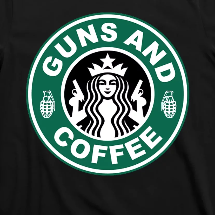 Guns And Coffee Parody T-Shirt