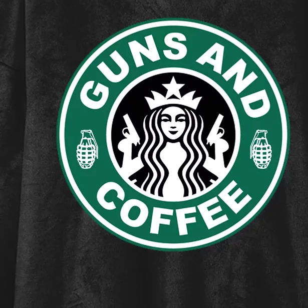 Guns And Coffee Parody Hooded Wearable Blanket