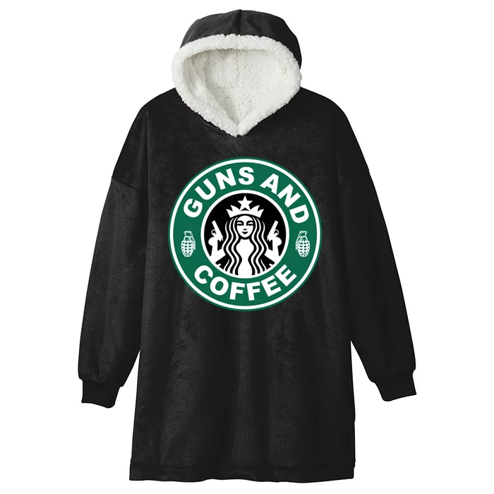 Guns And Coffee Parody Hooded Wearable Blanket