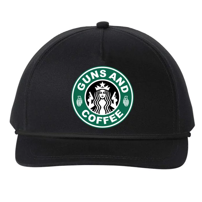 Guns And Coffee Parody Snapback Five-Panel Rope Hat