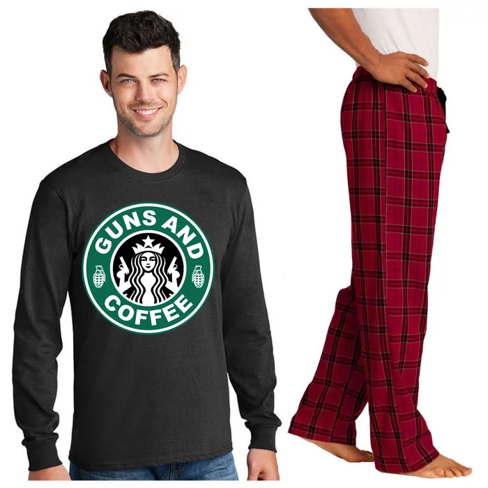 Guns And Coffee Parody Long Sleeve Pajama Set