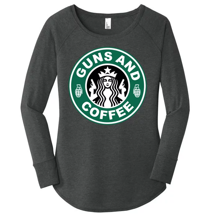 Guns And Coffee Parody Women's Perfect Tri Tunic Long Sleeve Shirt