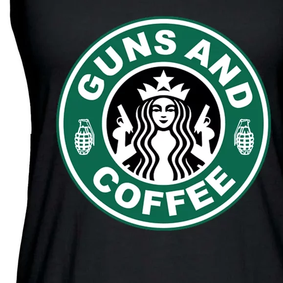 Guns And Coffee Parody Ladies Essential Flowy Tank