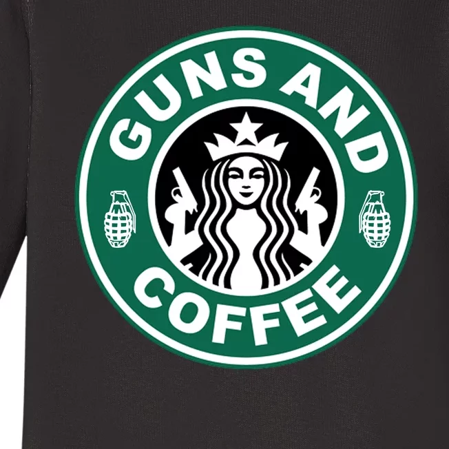 Guns And Coffee Parody Baby Long Sleeve Bodysuit