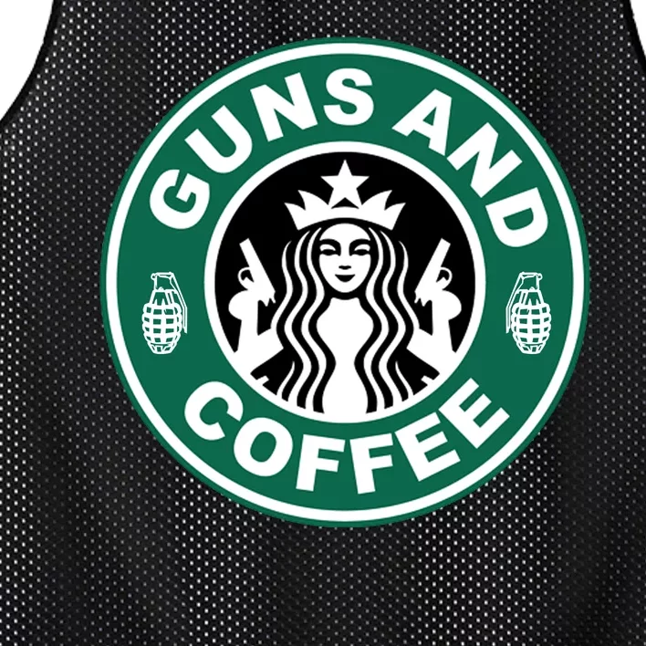 Guns And Coffee Parody Mesh Reversible Basketball Jersey Tank