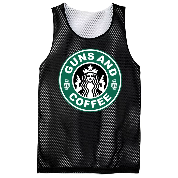 Guns And Coffee Parody Mesh Reversible Basketball Jersey Tank