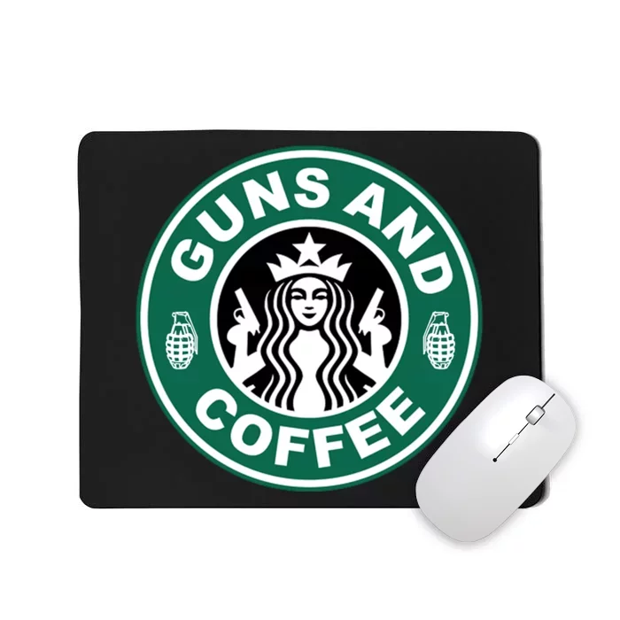 Guns And Coffee Parody Mousepad