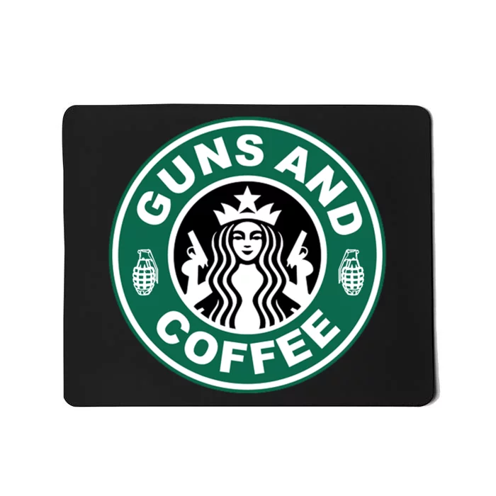 Guns And Coffee Parody Mousepad