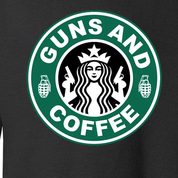 Guns And Coffee Parody Toddler Sweatshirt