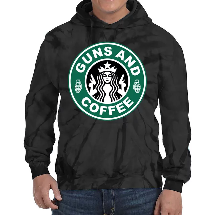 Guns And Coffee Parody Tie Dye Hoodie