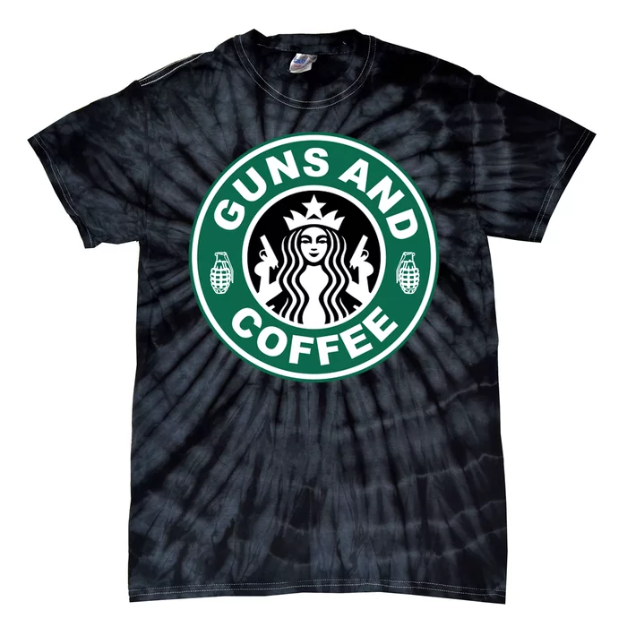 Guns And Coffee Parody Tie-Dye T-Shirt