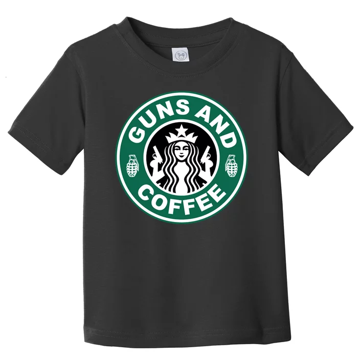 Guns And Coffee Parody Toddler T-Shirt