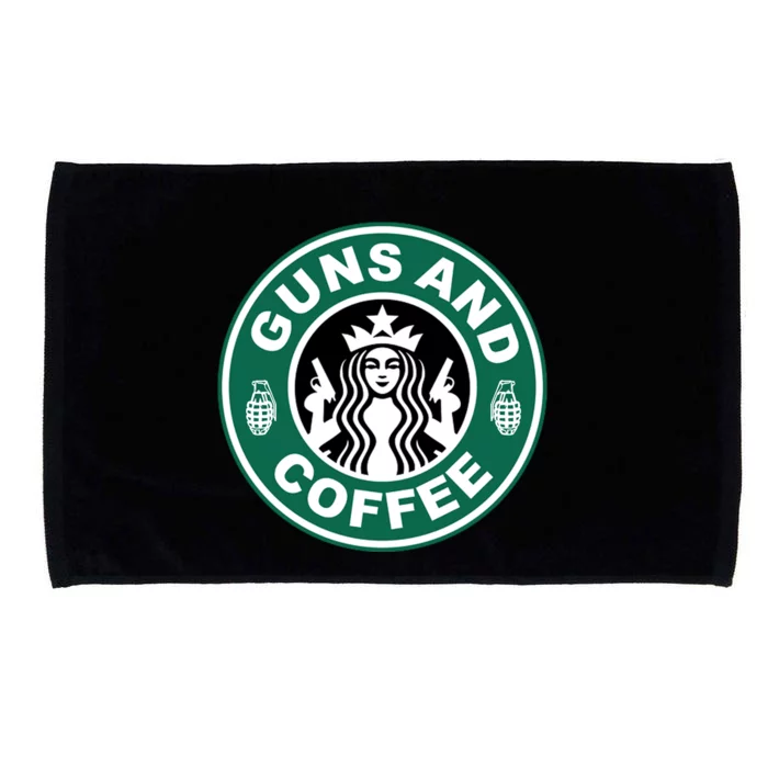 Guns And Coffee Parody Microfiber Hand Towel