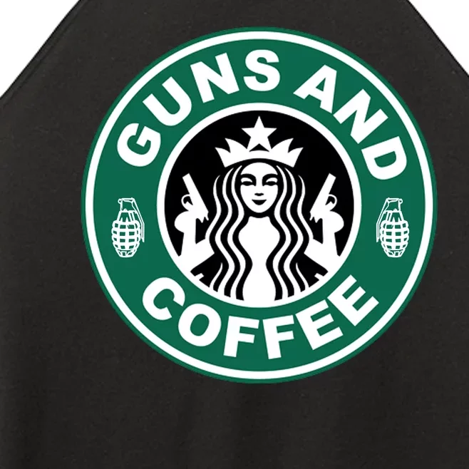 Guns And Coffee Parody Women’s Perfect Tri Rocker Tank