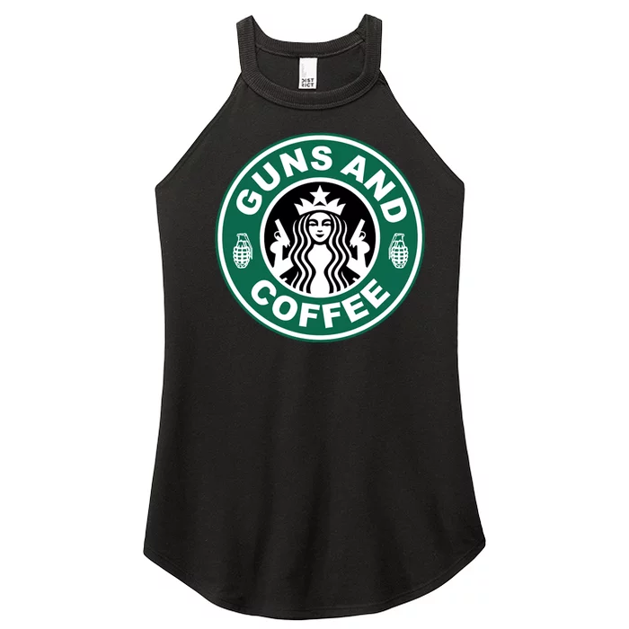 Guns And Coffee Parody Women’s Perfect Tri Rocker Tank