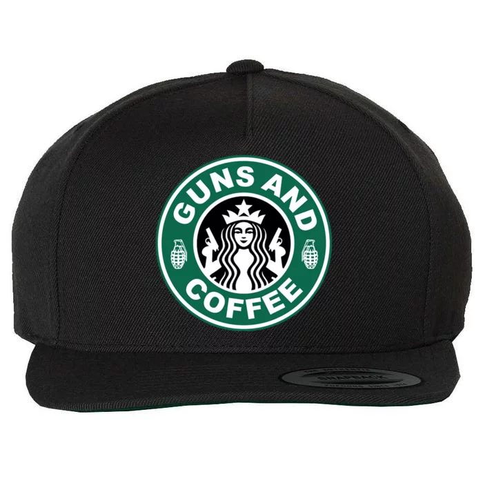 Guns And Coffee Parody Wool Snapback Cap