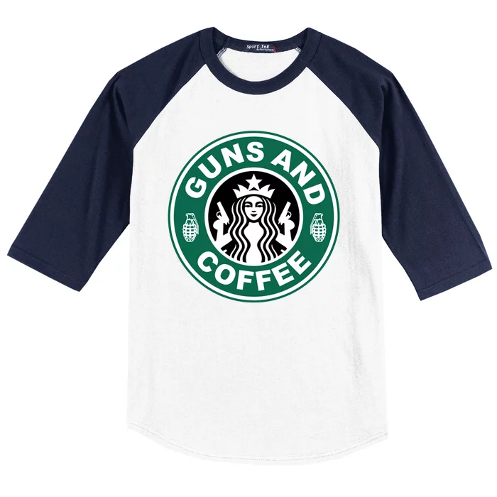 Guns And Coffee Parody Baseball Sleeve Shirt