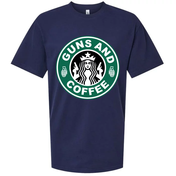 Guns And Coffee Parody Sueded Cloud Jersey T-Shirt