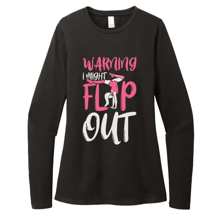 Gymnast And Cheerleader Design Warning I Might Flip Out Womens CVC Long Sleeve Shirt