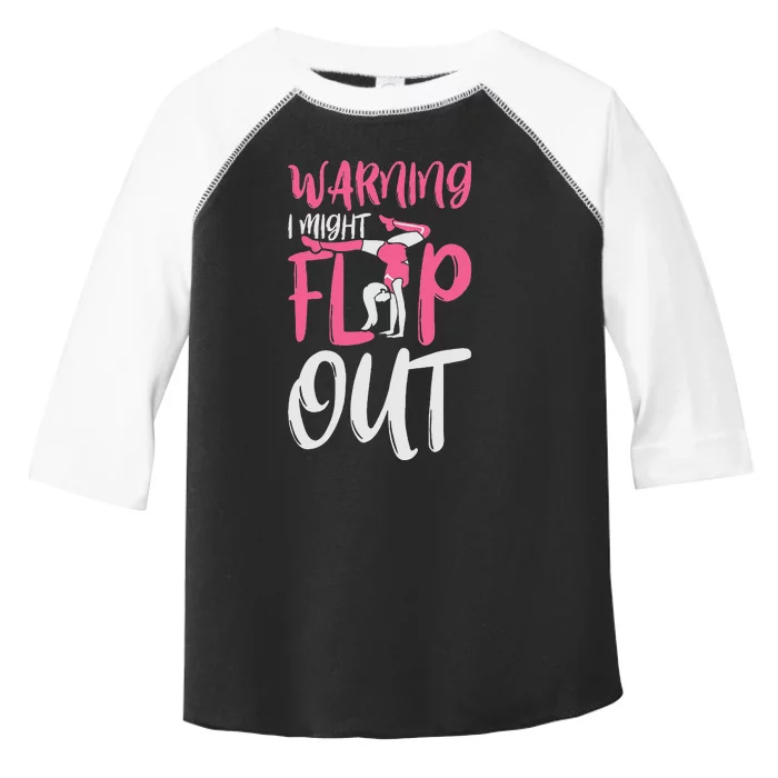 Gymnast And Cheerleader Design Warning I Might Flip Out Toddler Fine Jersey T-Shirt