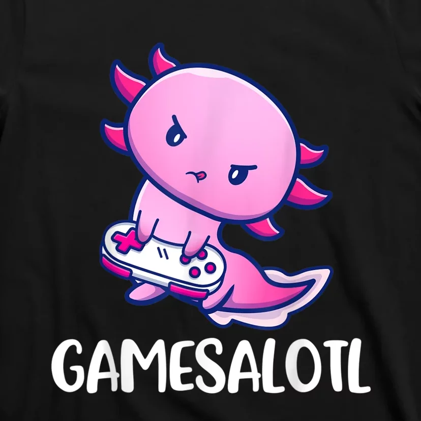 Gamesalotl Axolotl Cute Playing Video Game T-Shirt