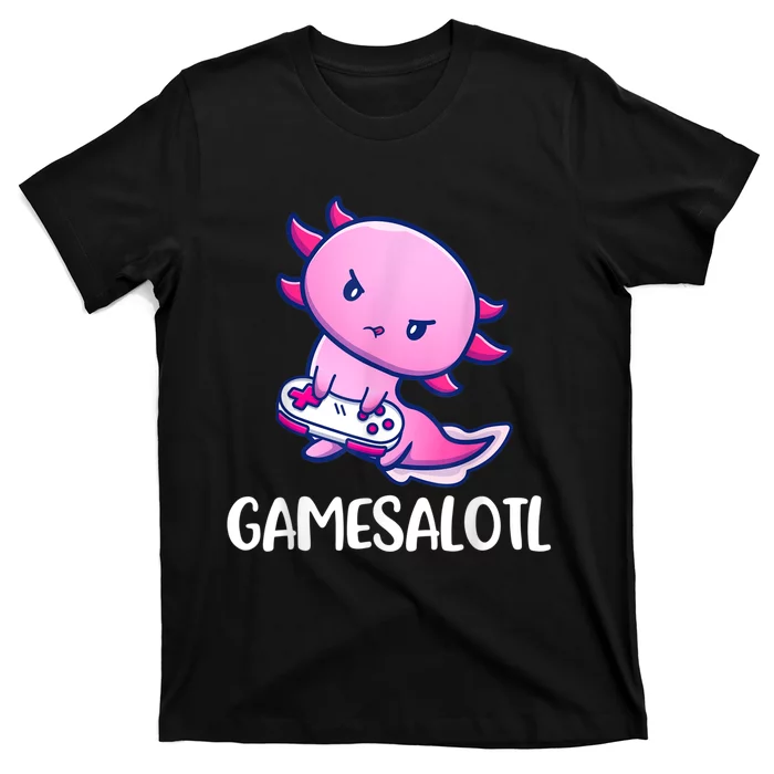 Gamesalotl Axolotl Cute Playing Video Game T-Shirt