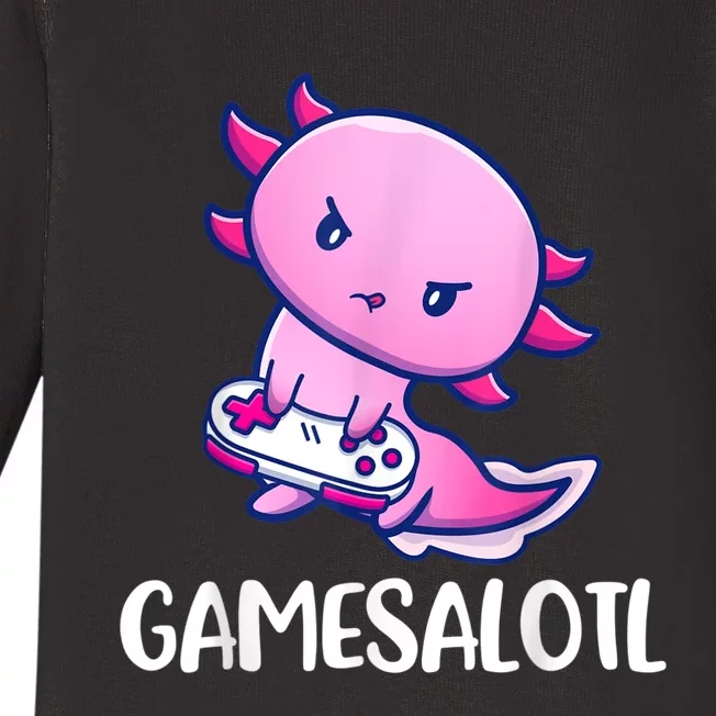 Gamesalotl Axolotl Cute Playing Video Game Baby Long Sleeve Bodysuit