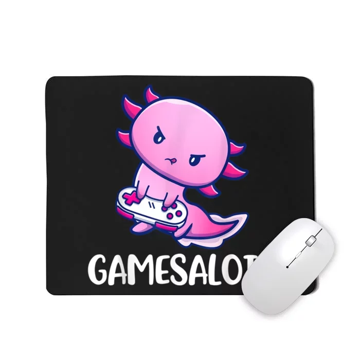 Gamesalotl Axolotl Cute Playing Video Game Mousepad