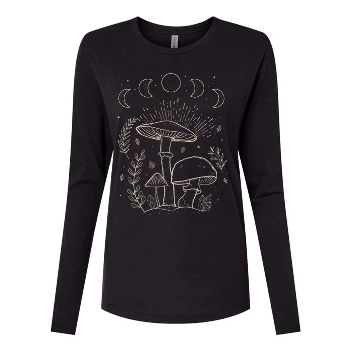 Goblincore Aesthetic Dark Academia Cottagecore Mushroom Womens Cotton Relaxed Long Sleeve T-Shirt