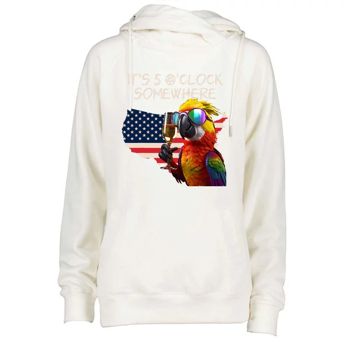 Grab a drink and toast to the sun! It's 5 o'clock somewhere! Womens Funnel Neck Pullover Hood