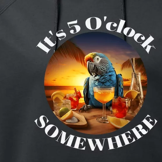 Grab A Drink And Toast To The Sun! Its 5 Oclock Somewhere! Performance Fleece Hoodie