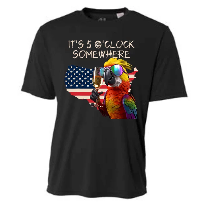 Grab A Drink And Toast To The Sun! Its 5 Oclock SomewhereAmerica Flag Design Cooling Performance Crew T-Shirt