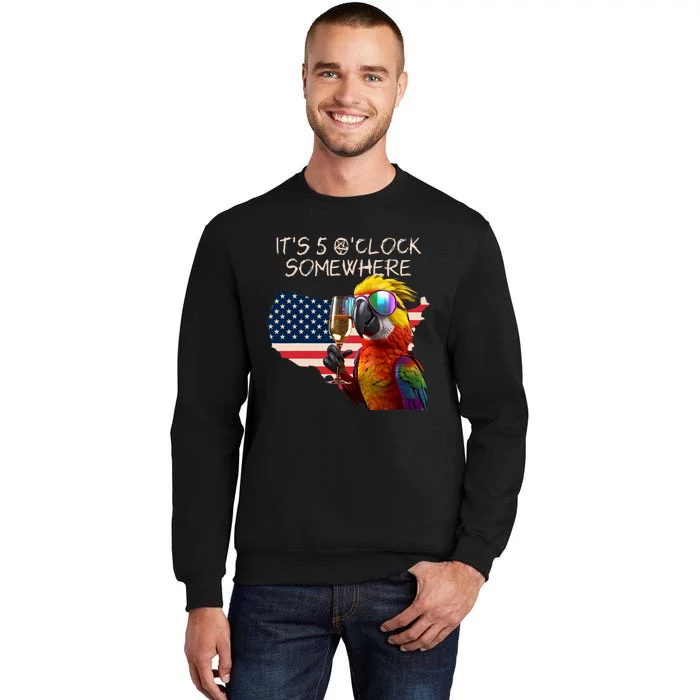 Grab A Drink And Toast To The Sun! Its 5 Oclock SomewhereAmerica Flag Design Tall Sweatshirt