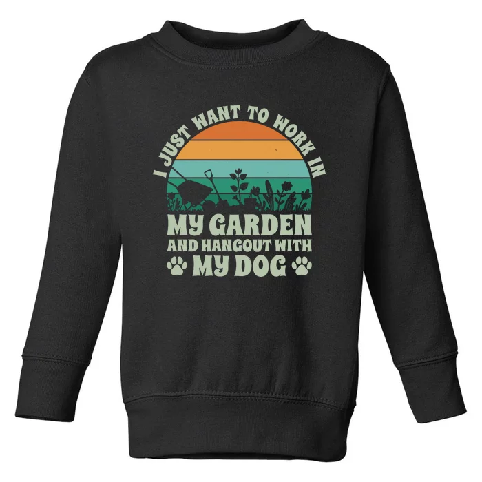 Gardening And Dog Lover Graphic Toddler Sweatshirt