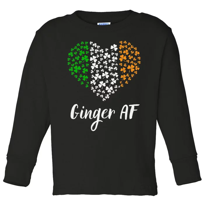 Ginger AF Drinking Redhead Irish St Patrick's Day Toddler Long Sleeve Shirt