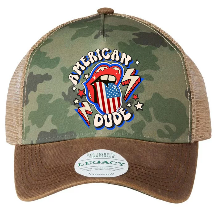 Groovy American Dude 4Th Of July Patriotic Freedom Lip Usa F Gift Legacy Tie Dye Trucker Hat