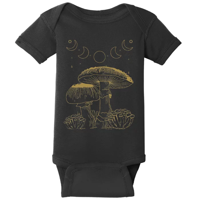 Goblincore Aesthetic Dark Academia Cottagecore Mushroom Baby Bodysuit