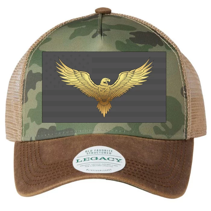 Gold American Eagle On Flag Legacy Tie Dye Trucker Hat