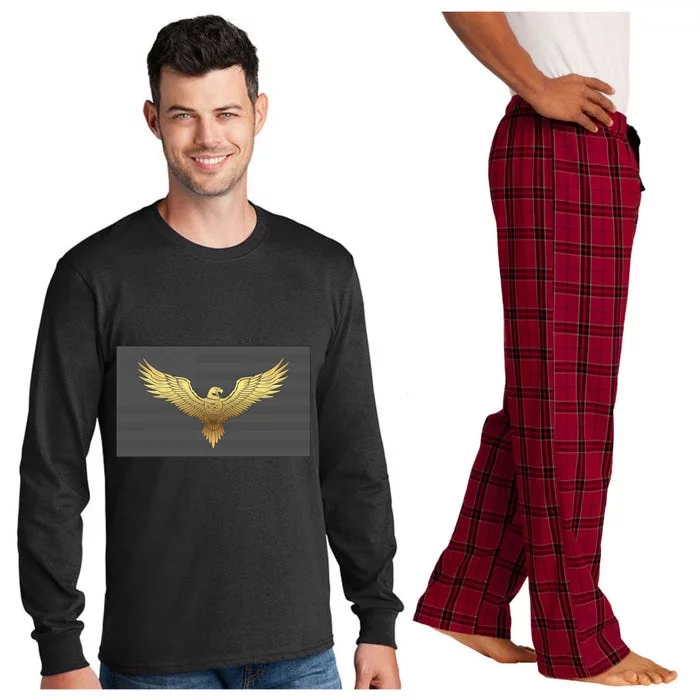 Gold American Eagle On Flag Long Sleeve Pajama Set