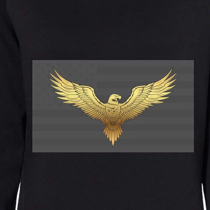 Gold American Eagle On Flag Womens California Wash Sweatshirt