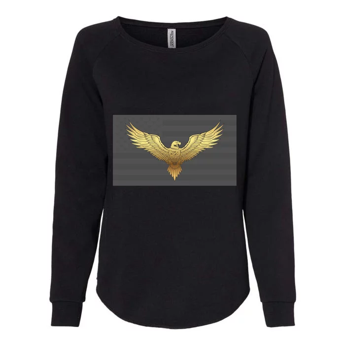 Gold American Eagle On Flag Womens California Wash Sweatshirt