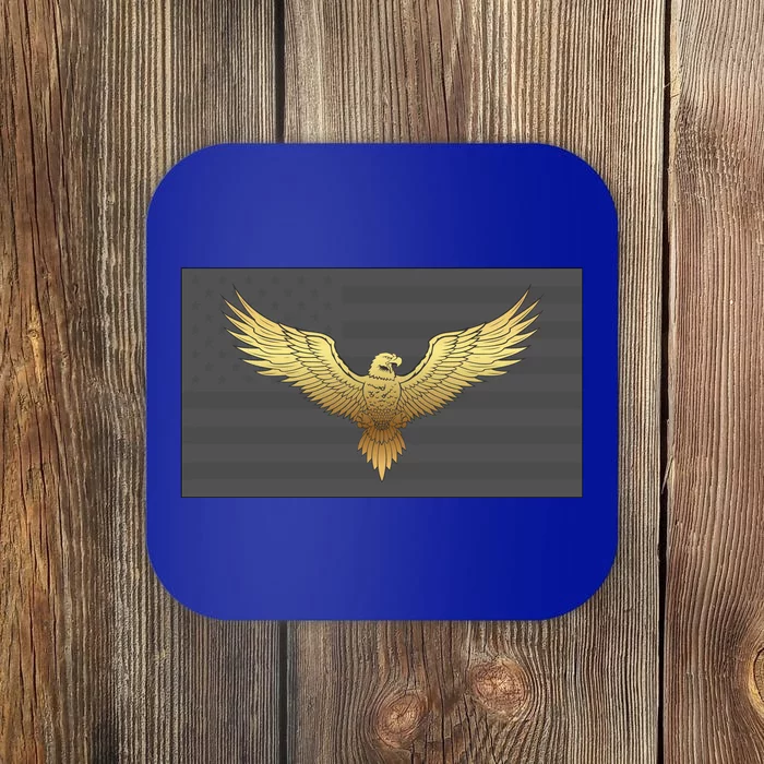 Gold American Eagle On Flag Coaster