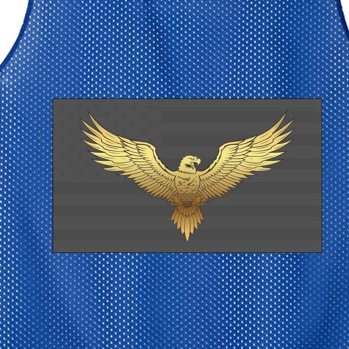 Gold American Eagle On Flag Mesh Reversible Basketball Jersey Tank